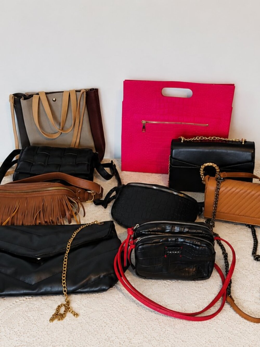 9-Piece Fashion Handbag Lot Bundle | Shoulder Bags, Belt Bags, Hobo Bags